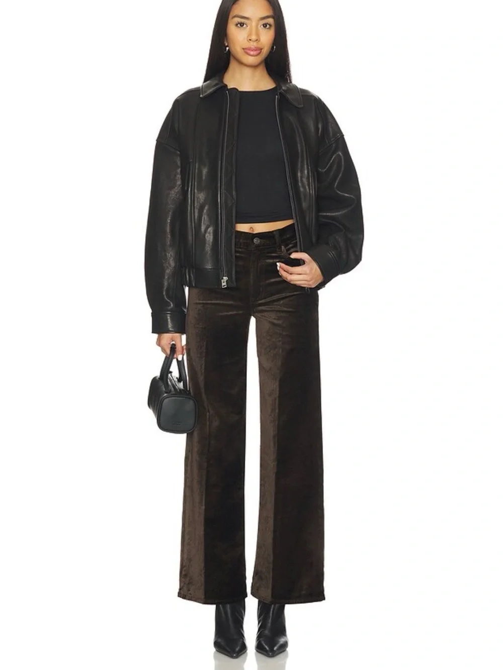 Frame Le Slim Palazzo Pant in Dark Clove Velvet Size 28 - Picture 8 of 14